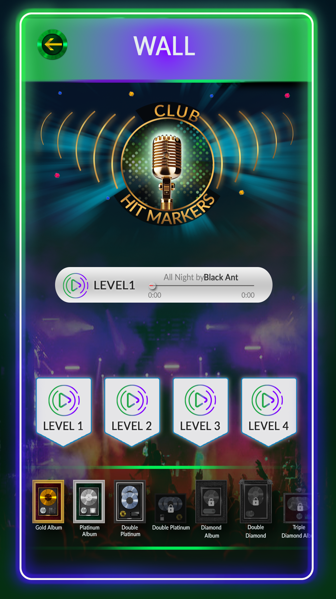 Wall - Your music achievements and levels