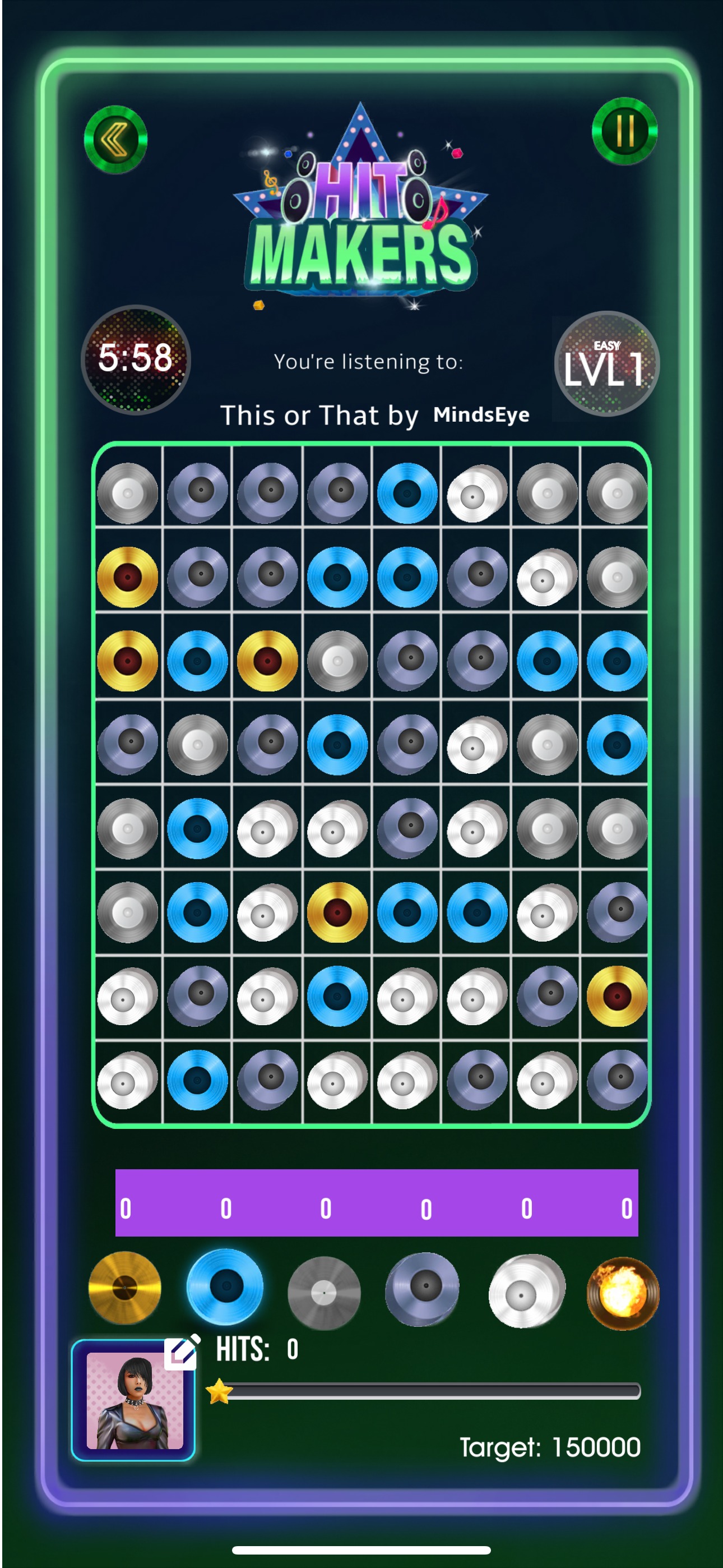 Gameplay - Link matching albums to make hits